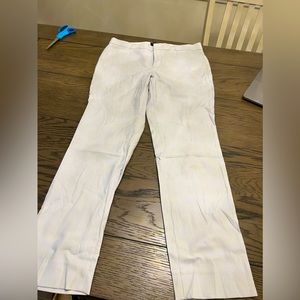 Light blue and white pinstripe capri pants size 6. New with tags